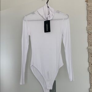 White long sleeve turtleneck body suit